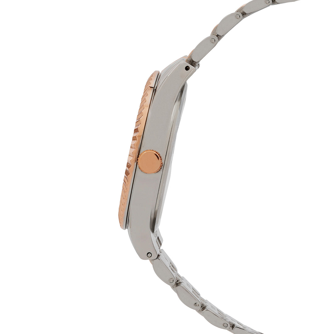 Meridian Blue Large Dial Dual Tone Linked Chain Strap Women's Watch