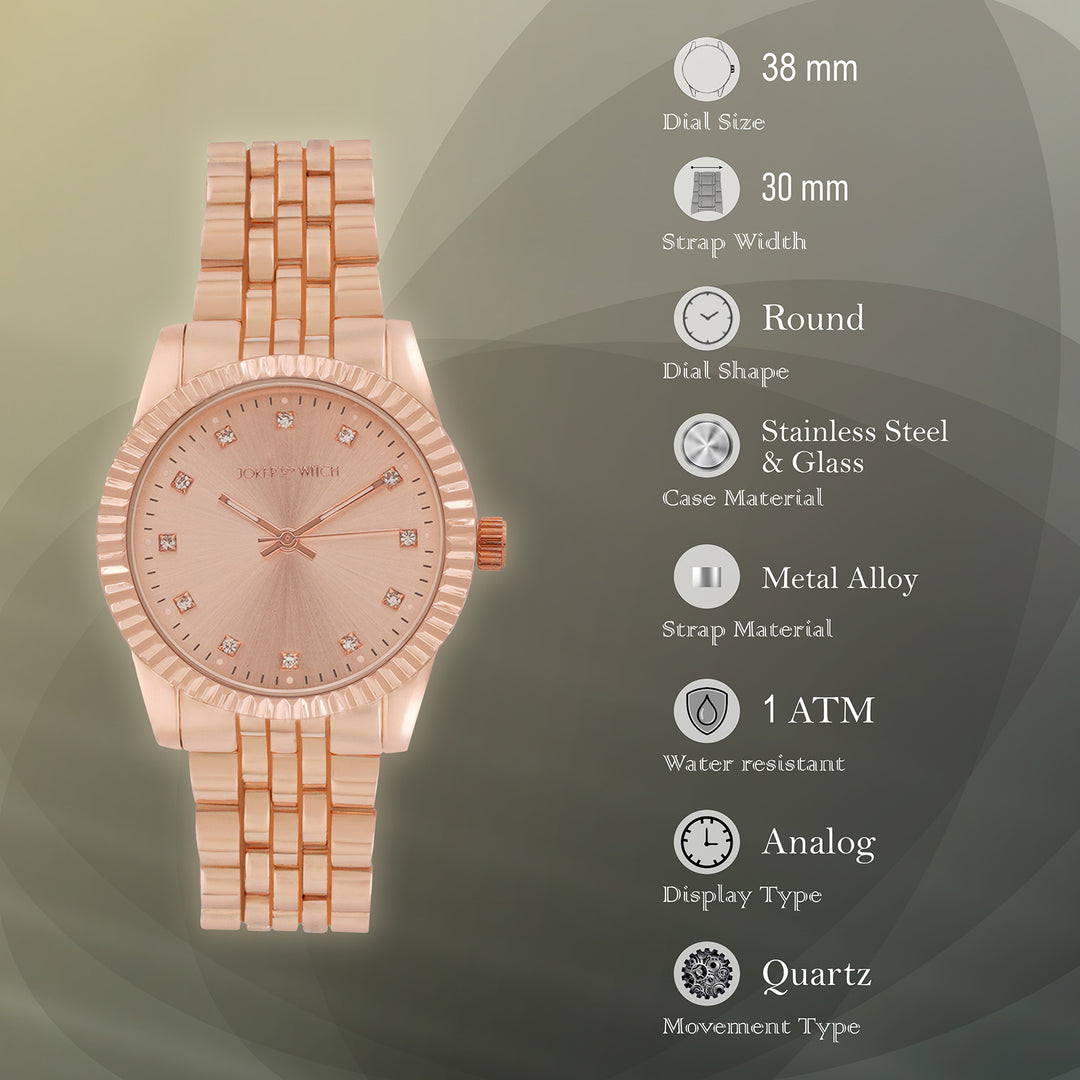 Meridian Rose Gold Large Dial Linked Chain Strap Women's Watch