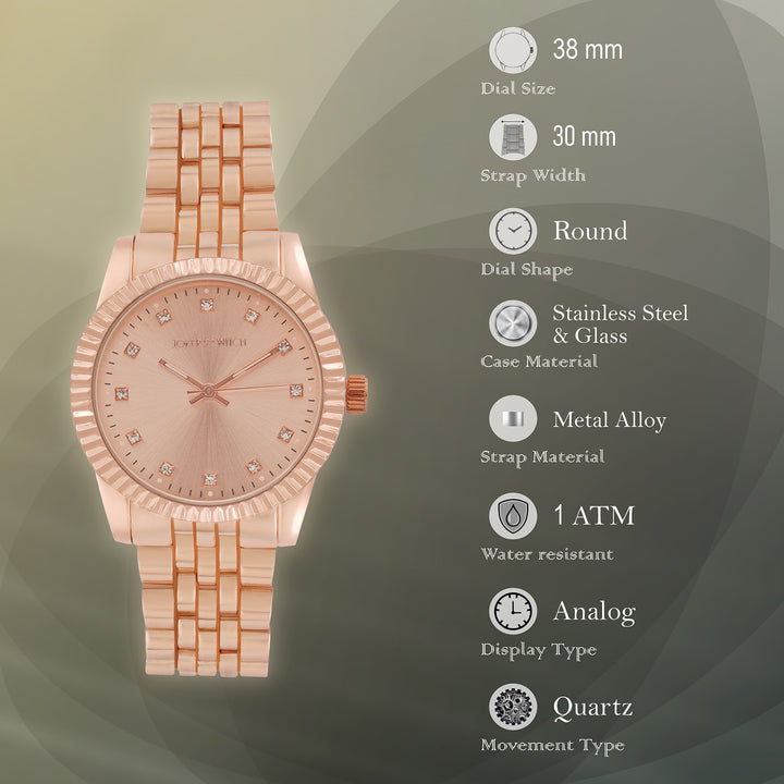 Meridian Rose Gold Large Dial Linked Chain Strap Women's Watch