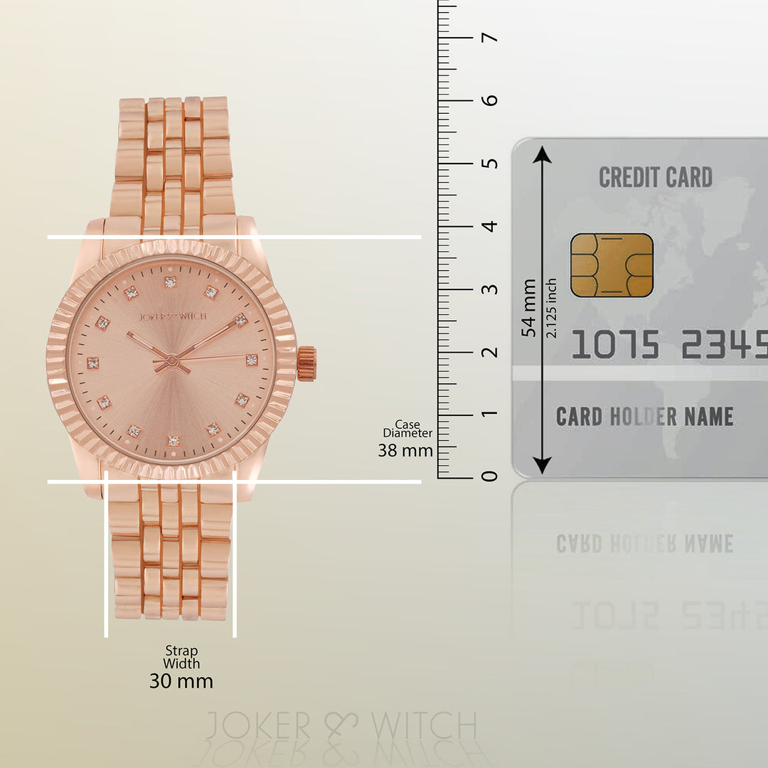 Meridian Rose Gold Large Dial Linked Chain Strap Women's Watch