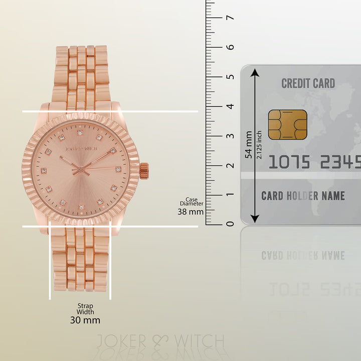 Meridian Rose Gold Large Dial Linked Chain Strap Women's Watch