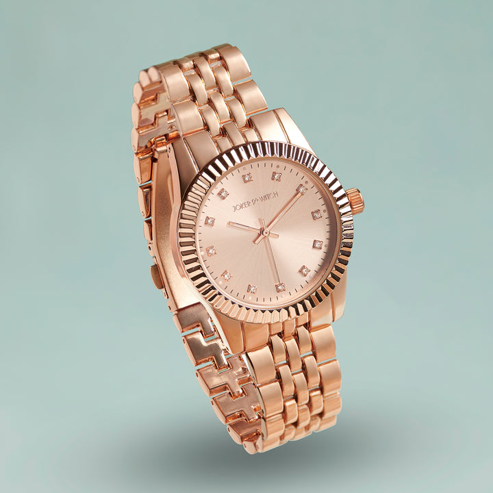 Meridian Rose Gold Large Dial Linked Chain Strap Women's Watch