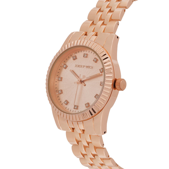 Meridian Rose Gold Large Dial Linked Chain Strap Women's Watch