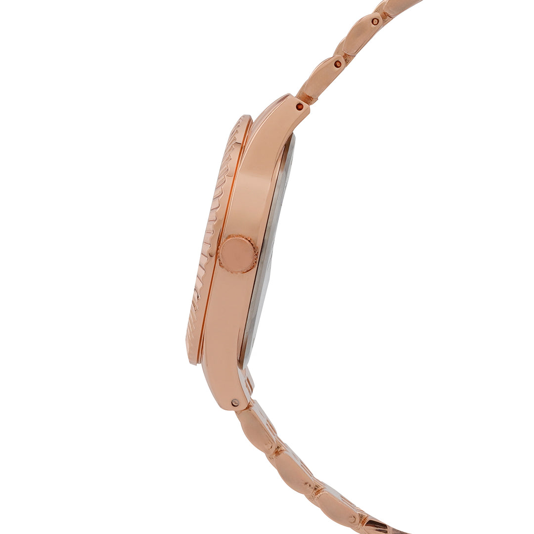Meridian Rose Gold Large Dial Linked Chain Strap Women's Watch