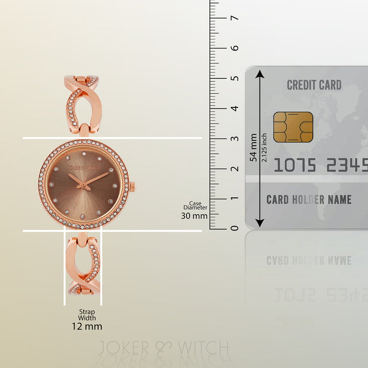 Noella Taupe Small Rhinestone Dial Rose Gold Bracelet Strap Women's Watch