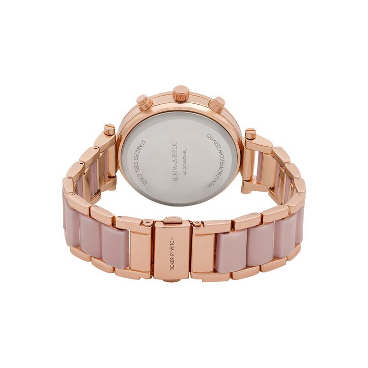 Suzanne White Large Rhinestone Dial Lavendar Ceramic Linked Chain Strap Women's Watch