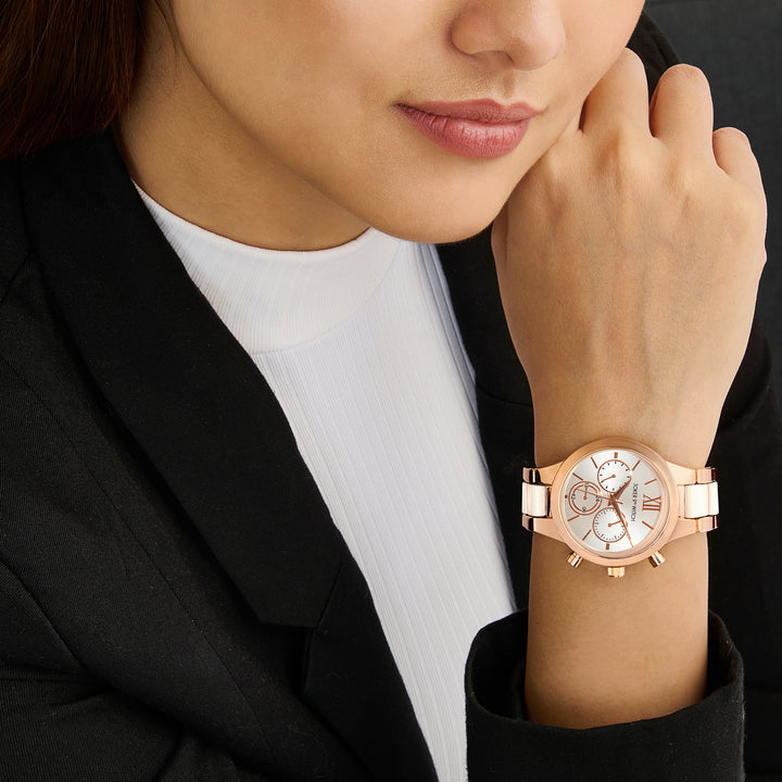 Clara Silver Large Dial White Linked Chain Strap Women's Watch