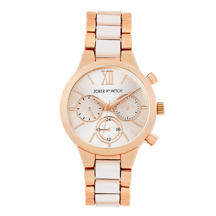 Clara Silver Large Dial White Linked Chain Strap Women's Watch