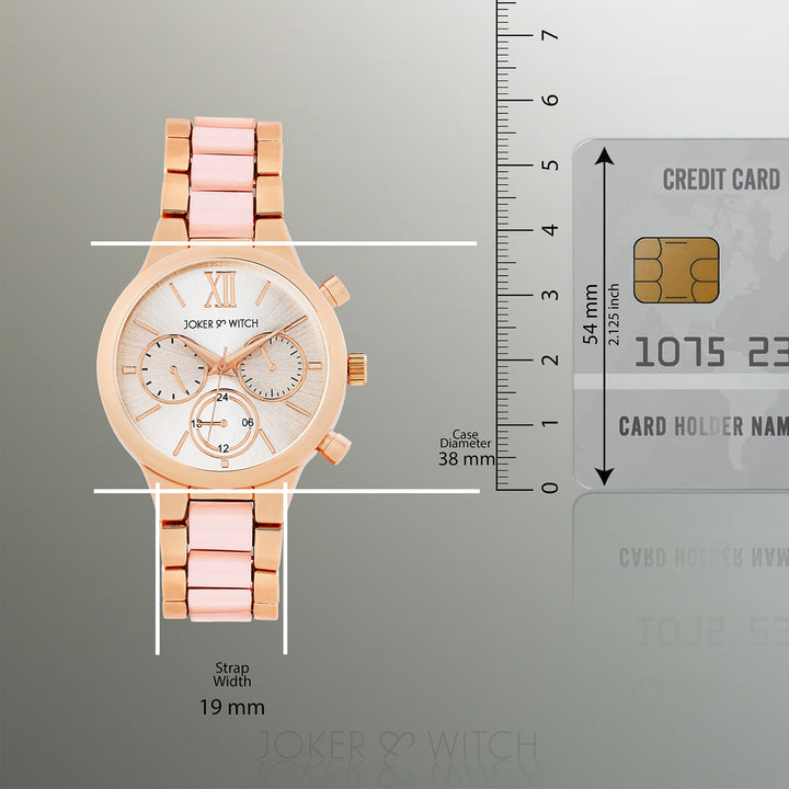 Clara Silver Large Dial Pink Linked Chain Strap Women's Watch