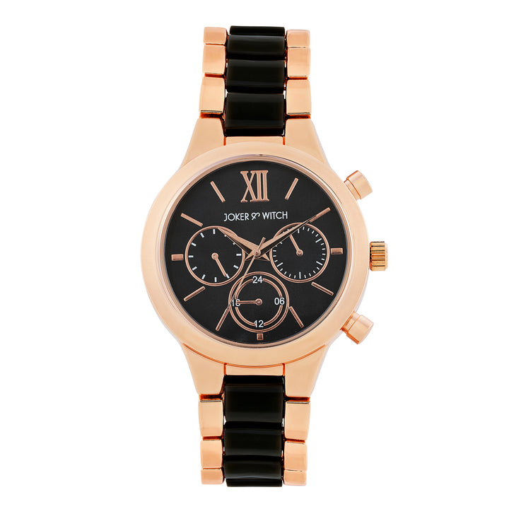 Clara Black Large Dial Linked Chain Strap Women's Watch