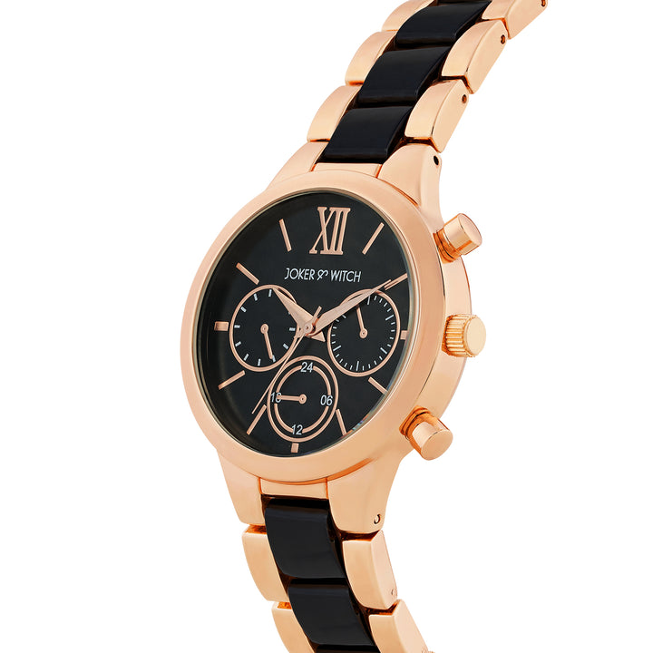 Clara Black Large Dial Linked Chain Strap Women's Watch