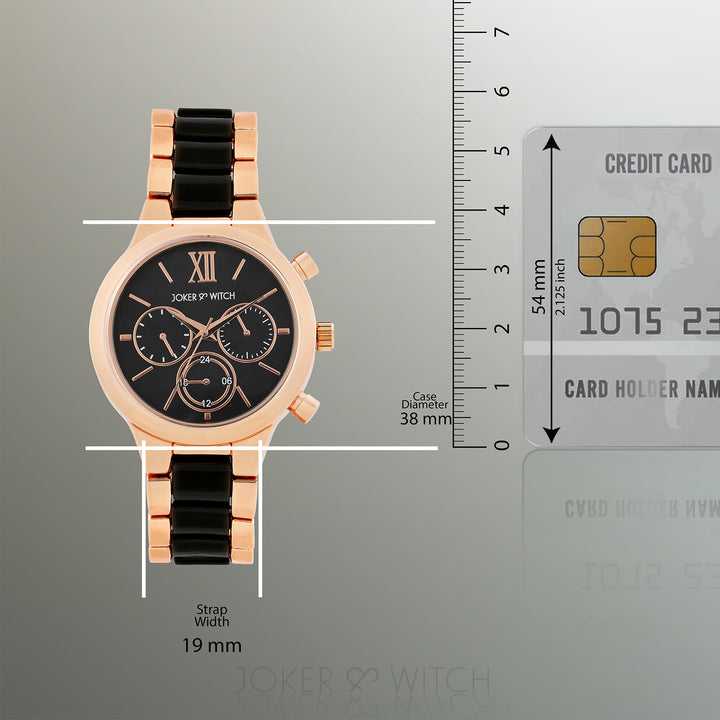 Clara Black Large Dial Linked Chain Strap Women's Watch