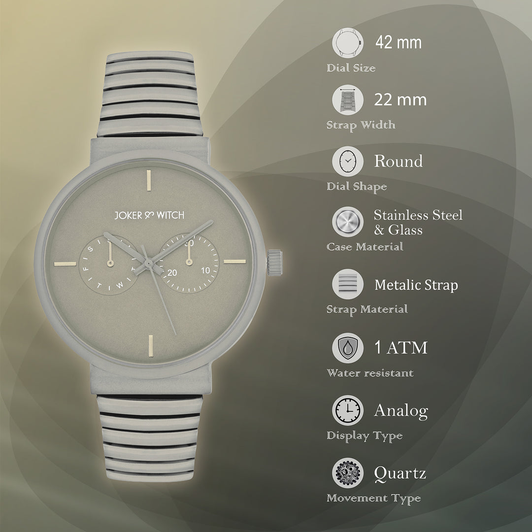 Airo Grey Large Dial Linked Chain Strap Unisex Watch