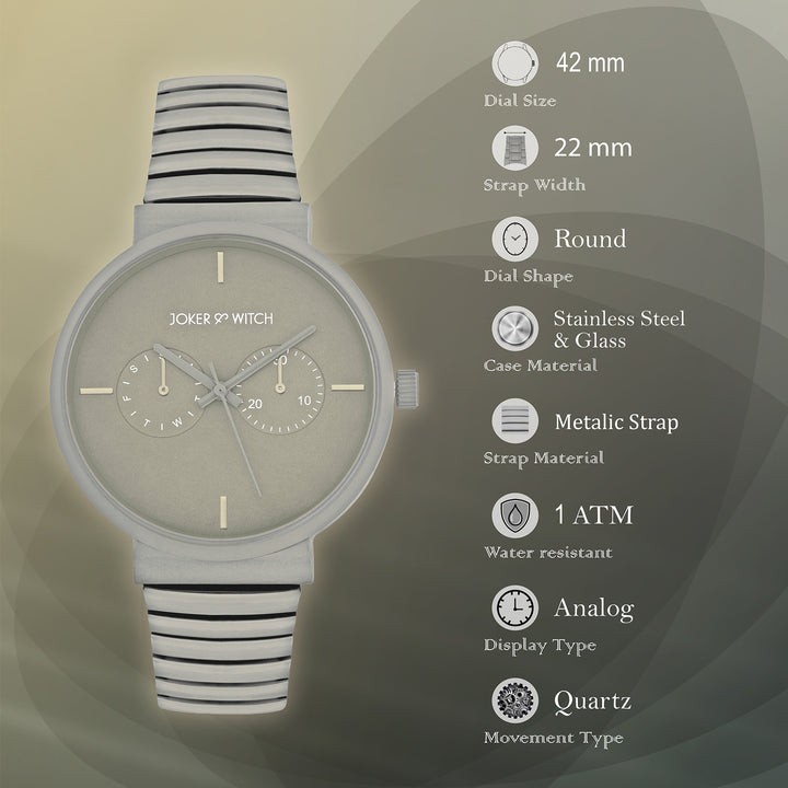 Airo Grey Large Dial Linked Chain Strap Unisex Watch