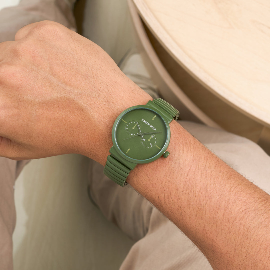 Airo Olive Large Dial Linked Chain Strap Unisex Watch