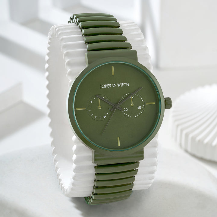 Airo Olive Large Dial Linked Chain Strap Unisex Watch