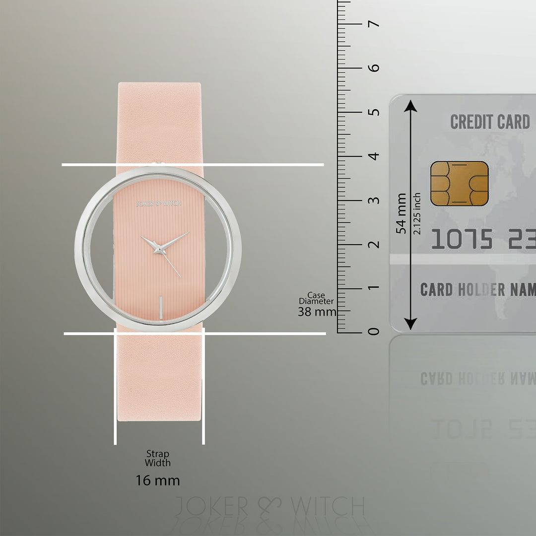 Futuristic Silver Pink Large Dial PU Strap Women's Watch