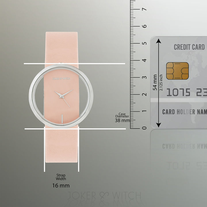 Futuristic Silver Pink Large Dial PU Strap Women's Watch