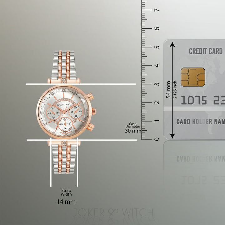 Solace Silver Sunray Crystal Glass Small Dial Dualtone Metallic Strap Women's Watch