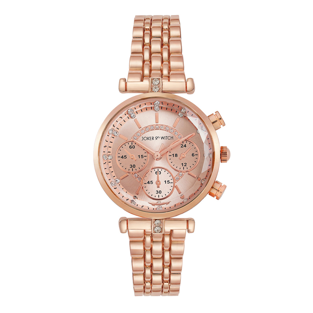Solace Rosegold Sunray Crystal Glass Small Dial Rosegold Metallic Strap Women's Watch