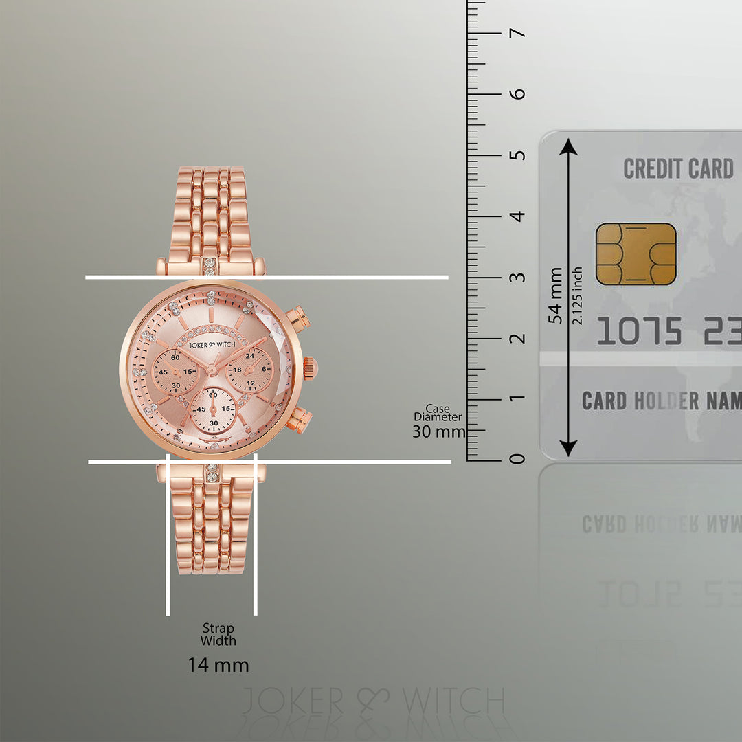 Solace Rosegold Sunray Crystal Glass Small Dial Rosegold Metallic Strap Women's Watch