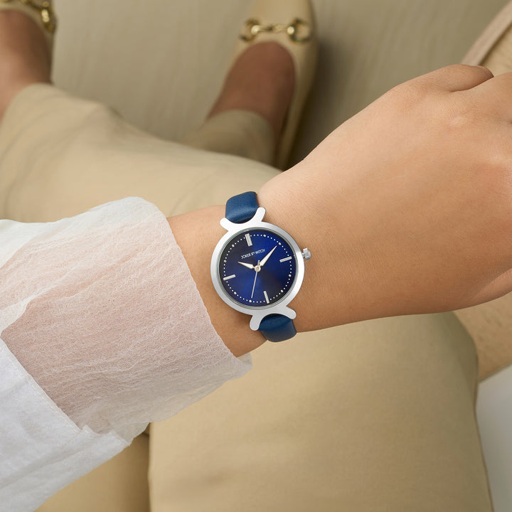 Opal Blue Sunray Medium Dial Blue PU Strap Women's Watch