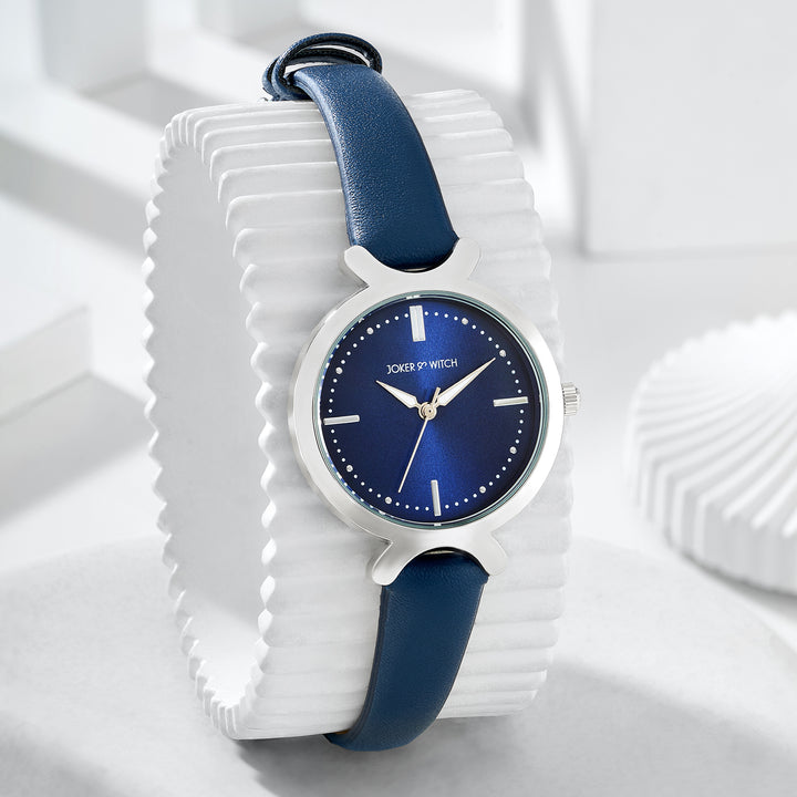 Opal Blue Sunray Medium Dial Blue PU Strap Women's Watch