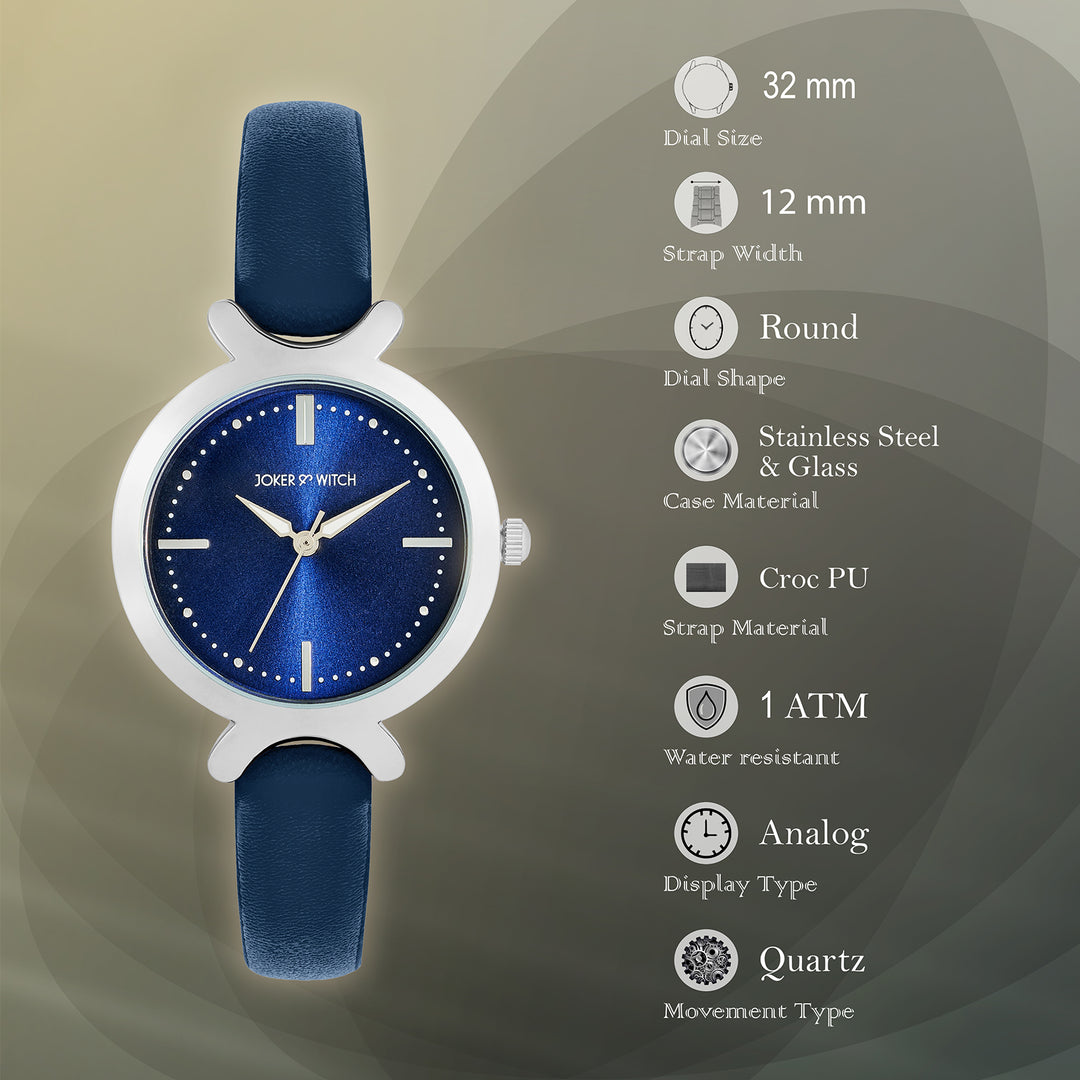 Opal Blue Sunray Medium Dial Blue PU Strap Women's Watch