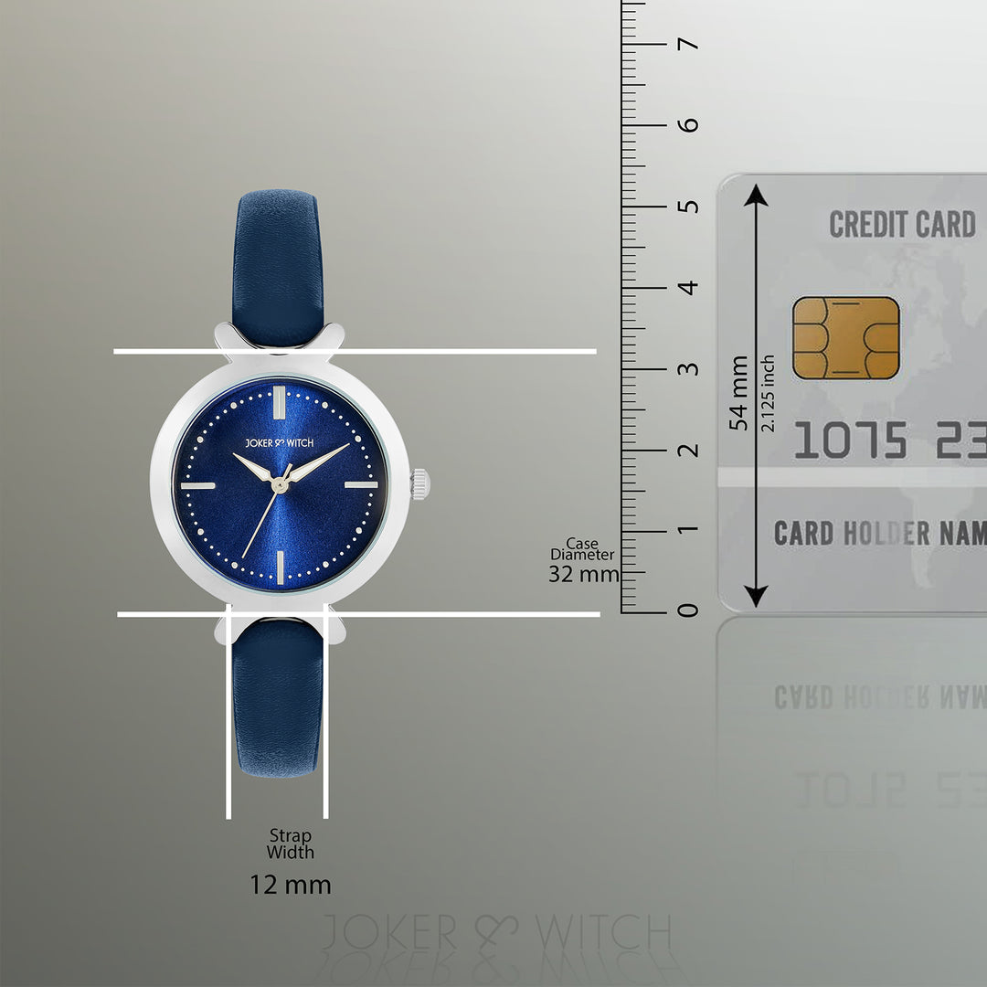 Opal Blue Sunray Medium Dial Blue PU Strap Women's Watch