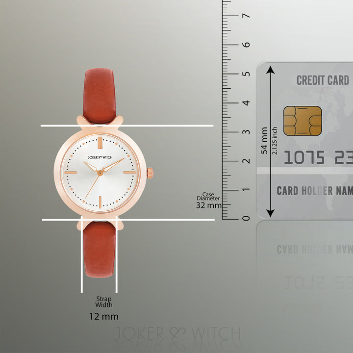 Opal Silver Sunray Medium Dial Brown PU Strap Women's Watch