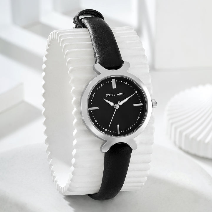 Opal Black Sunray Medium Dial Black PU Strap Women's Watch