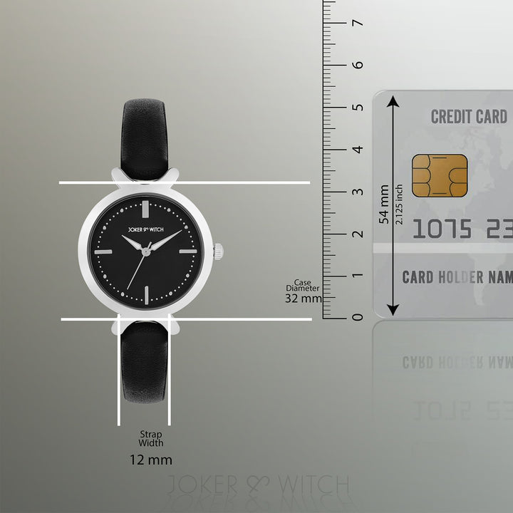 Opal Black Sunray Medium Dial Black PU Strap Women's Watch