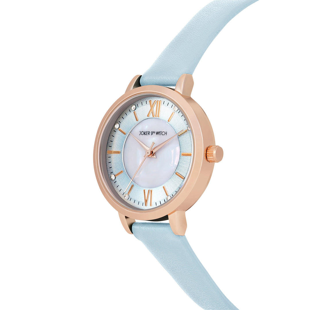 Skyfall Blue and MOP Medium Dial Blue PU Strap Women's Watch