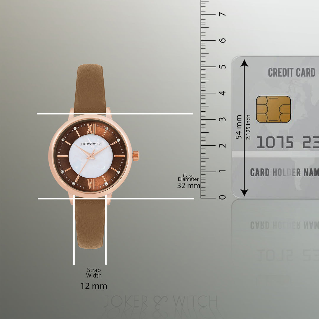 Skyfall Brown and MOP Medium Dial Brown PU Strap Women's Watch