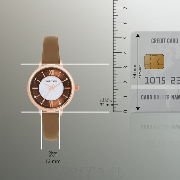 Skyfall Brown and MOP Medium Dial Brown PU Strap Women's Watch