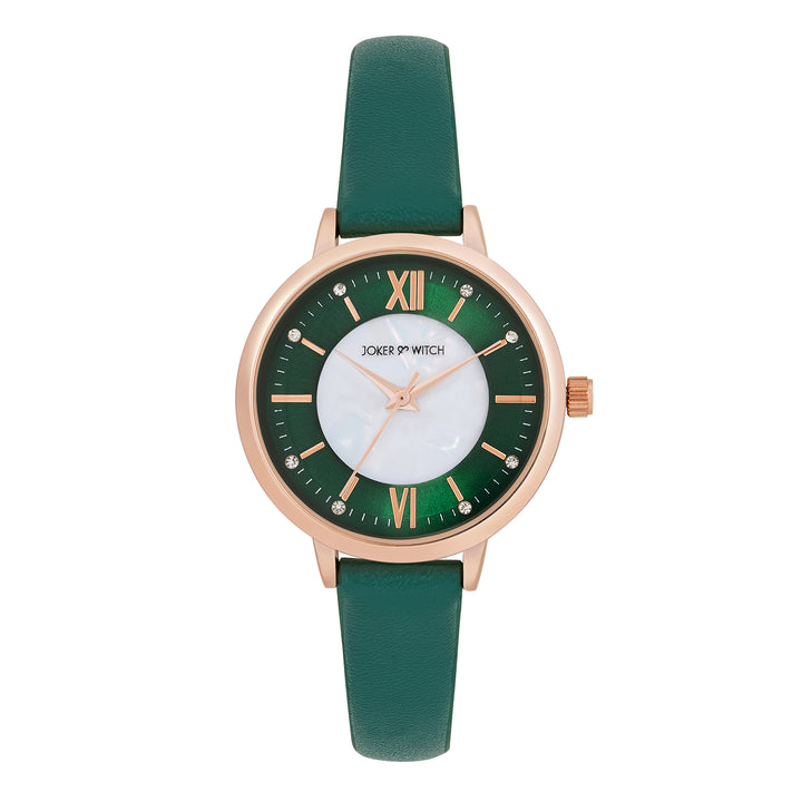 Skyfall Green and MOP Medium Dial Green PU Strap Women's Watch