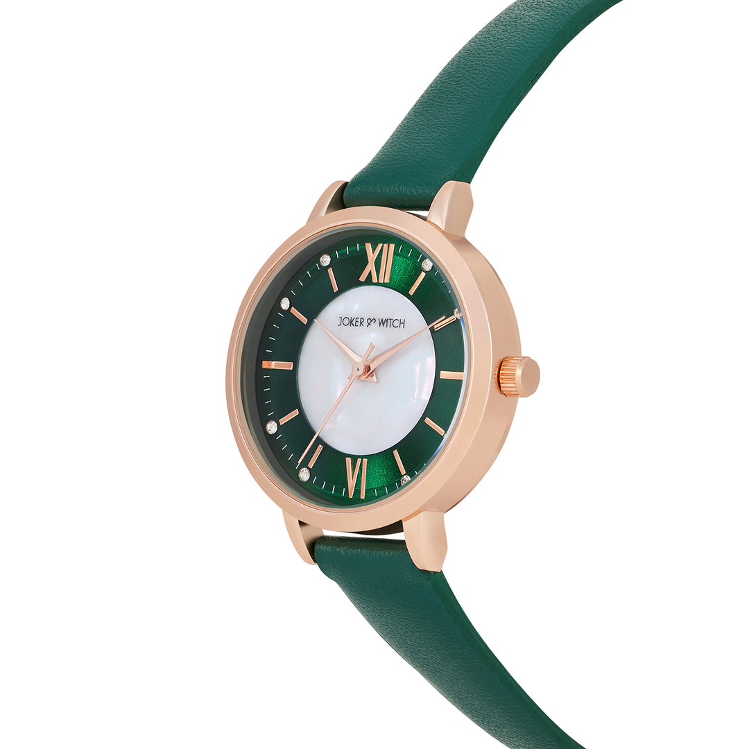 Skyfall Green and MOP Medium Dial Green PU Strap Women's Watch