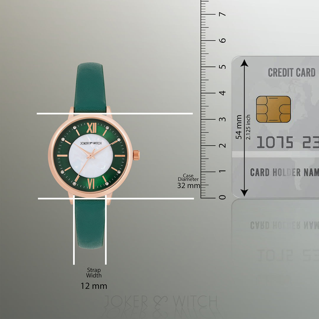 Skyfall Green and MOP Medium Dial Green PU Strap Women's Watch