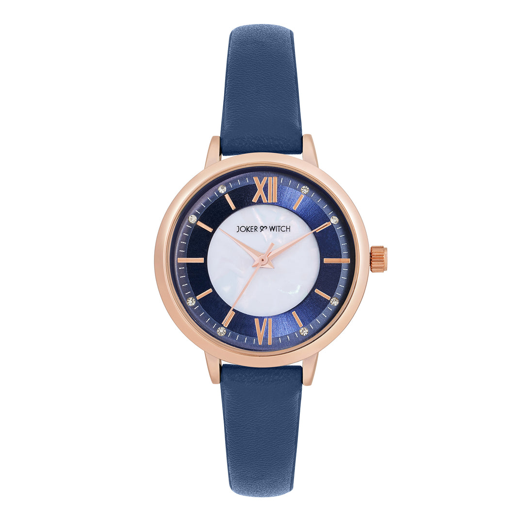 Skyfall Dark Blue and MOP Medium Dial Dark Blue PU Strap Women's Watch