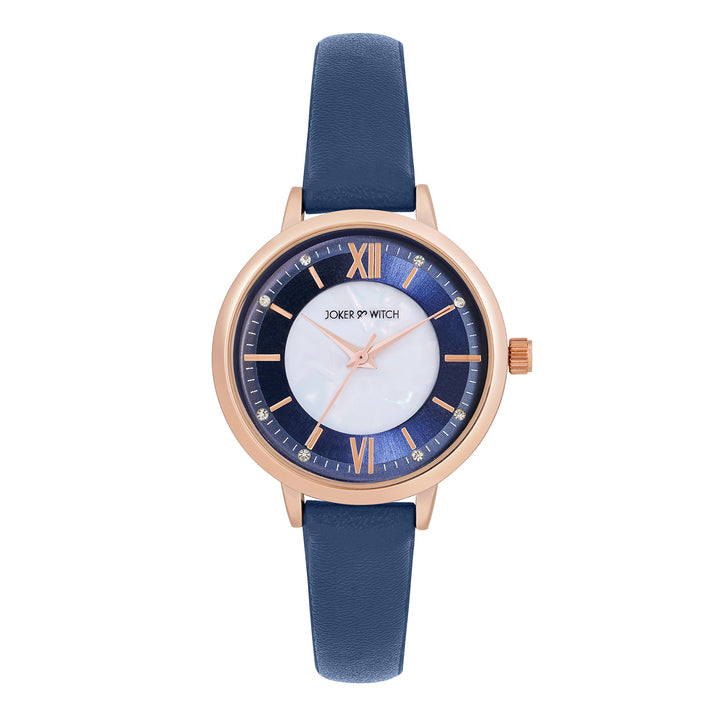 Skyfall Dark Blue and MOP Medium Dial Dark Blue PU Strap Women's Watch