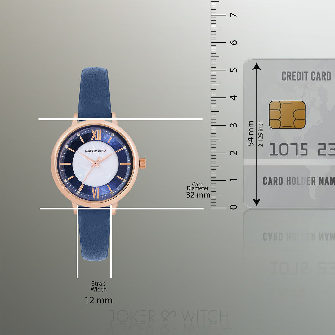 Skyfall Dark Blue and MOP Medium Dial Dark Blue PU Strap Women's Watch