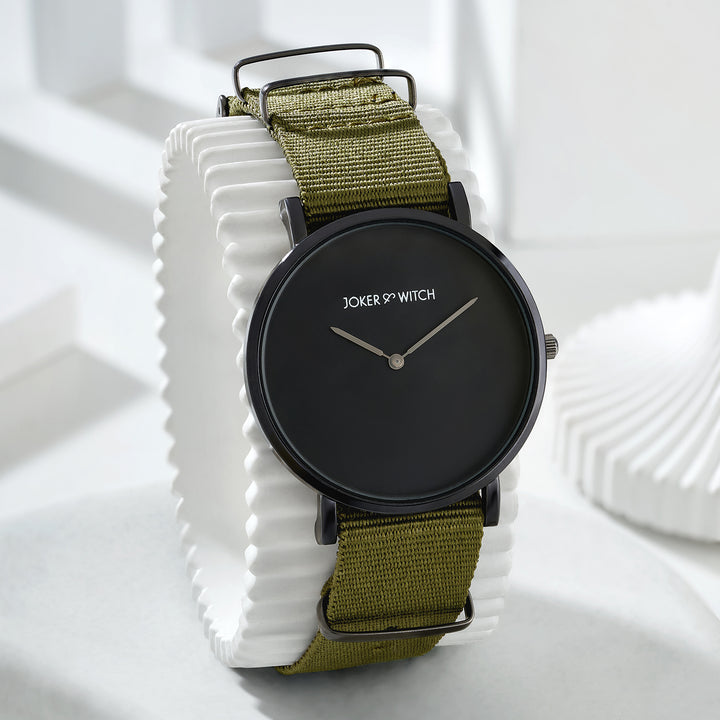 Neo Black Large Dial Olive Nato Strap Men's Watch