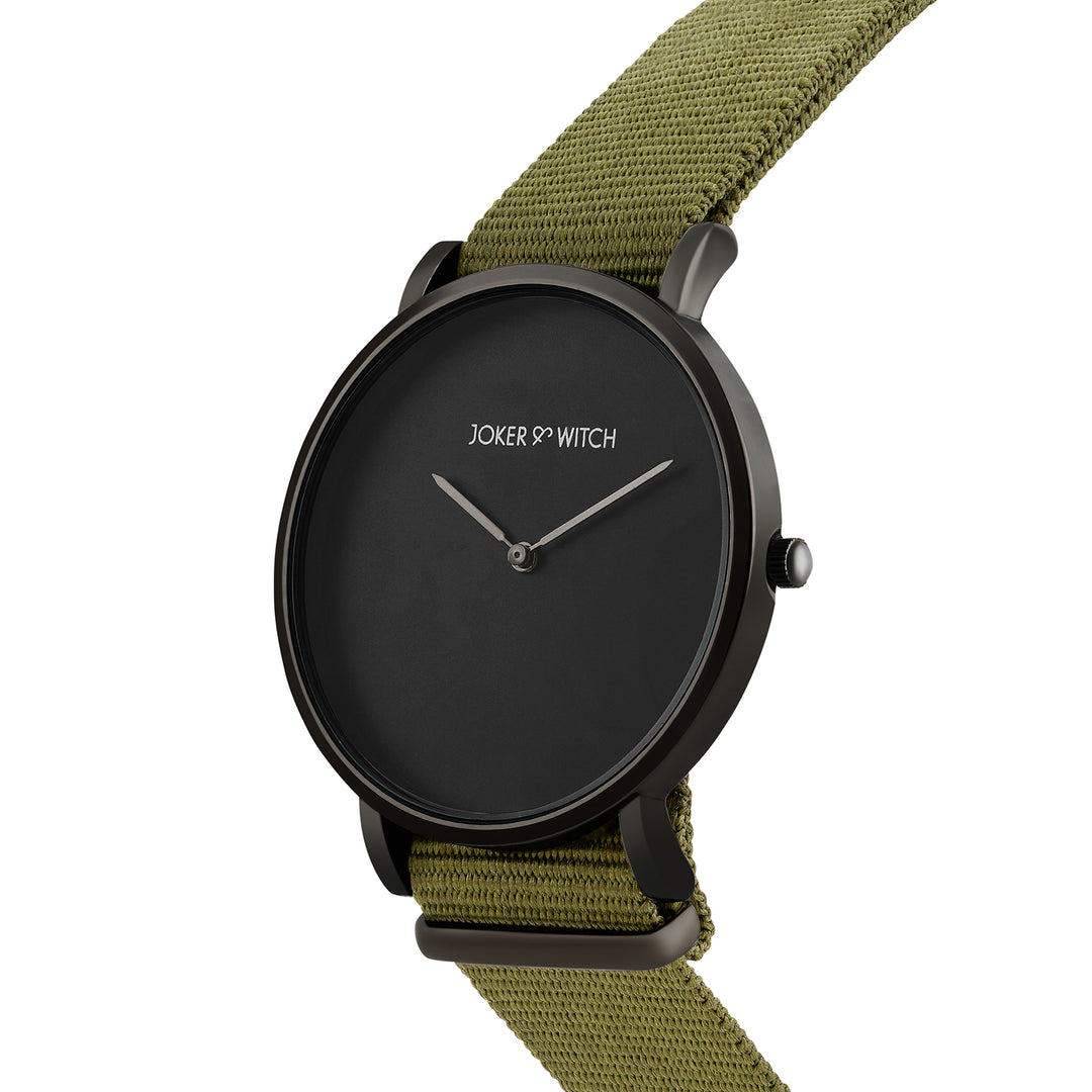 Neo Black Large Dial Olive Nato Strap Men's Watch