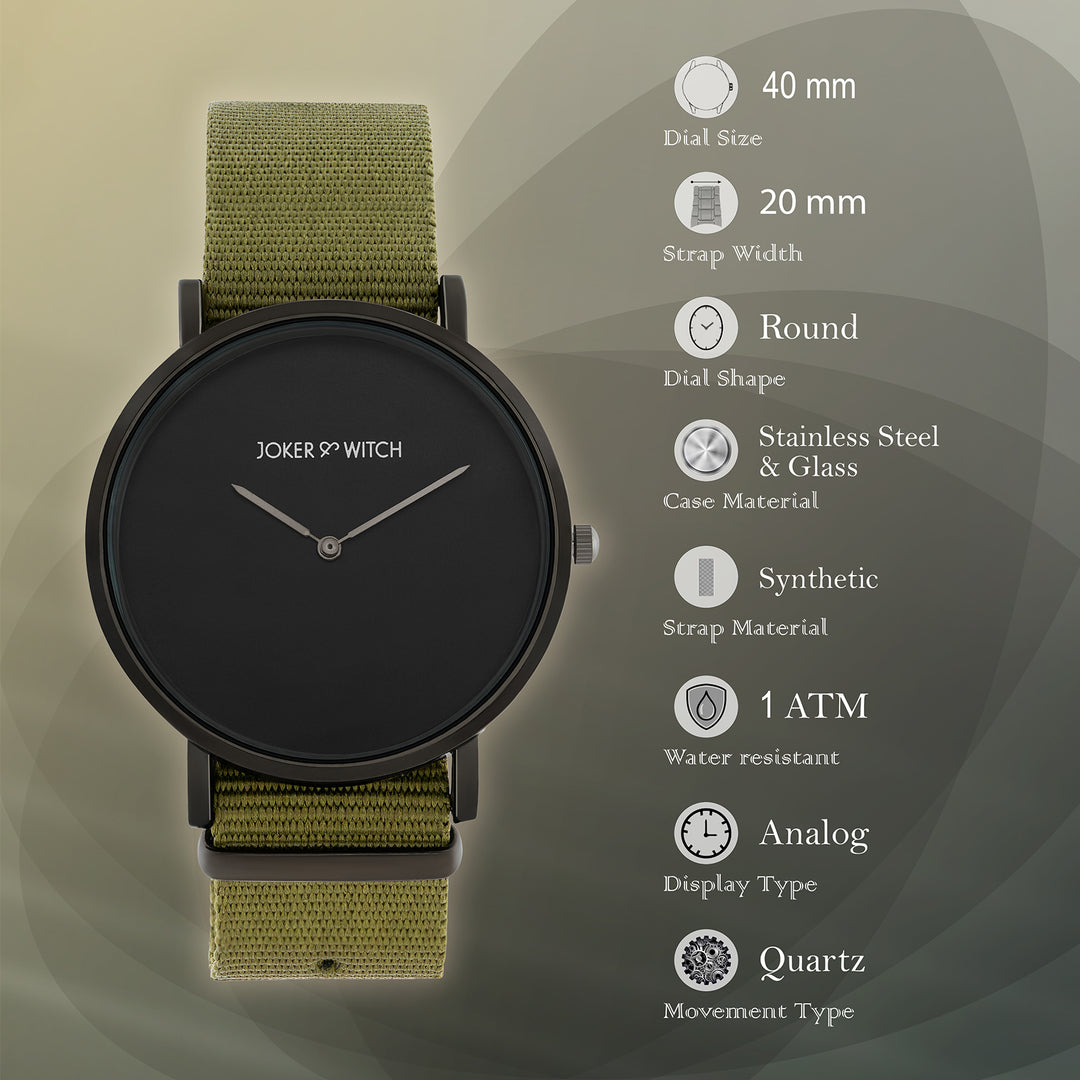 Neo Black Large Dial Olive Nato Strap Men's Watch