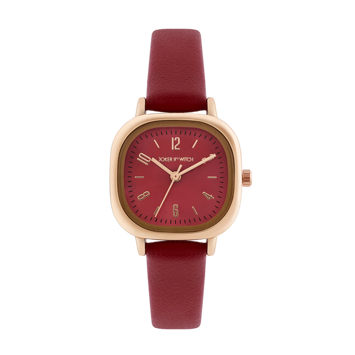 Cinque Maroon Mini Square Dial Maroon PU Strap Women's Watch