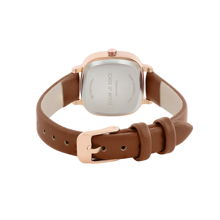 Cinque Cream Mini Square Dial Brown PU Strap Women's Watch