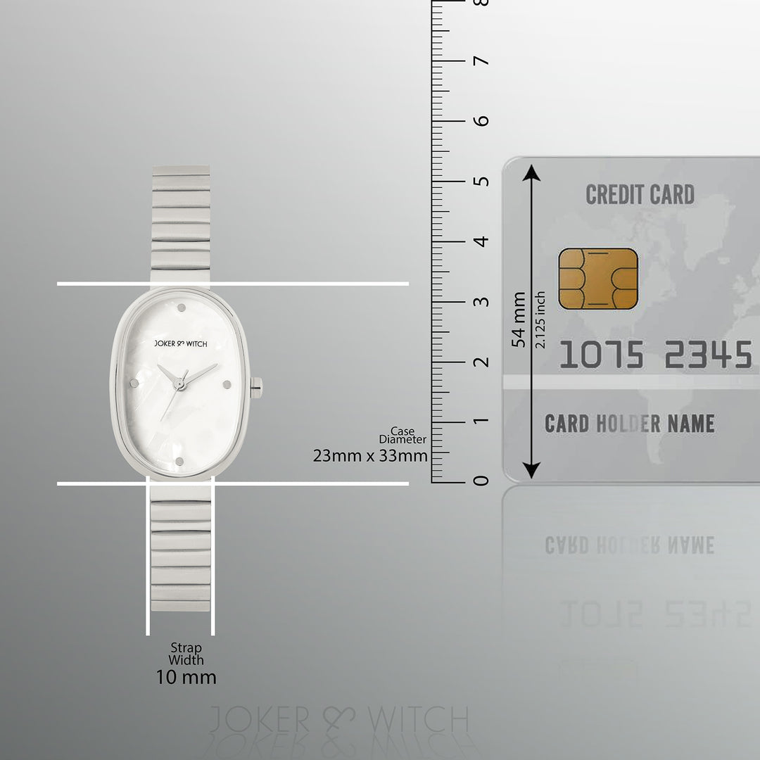 Eterna White MOP Small Oval Dial Silver Linked Chain Strap Women's Watch