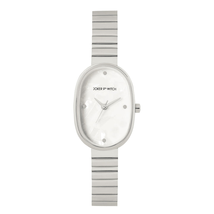 Eterna White MOP Small Oval Dial Silver Linked Chain Strap Women's Watch