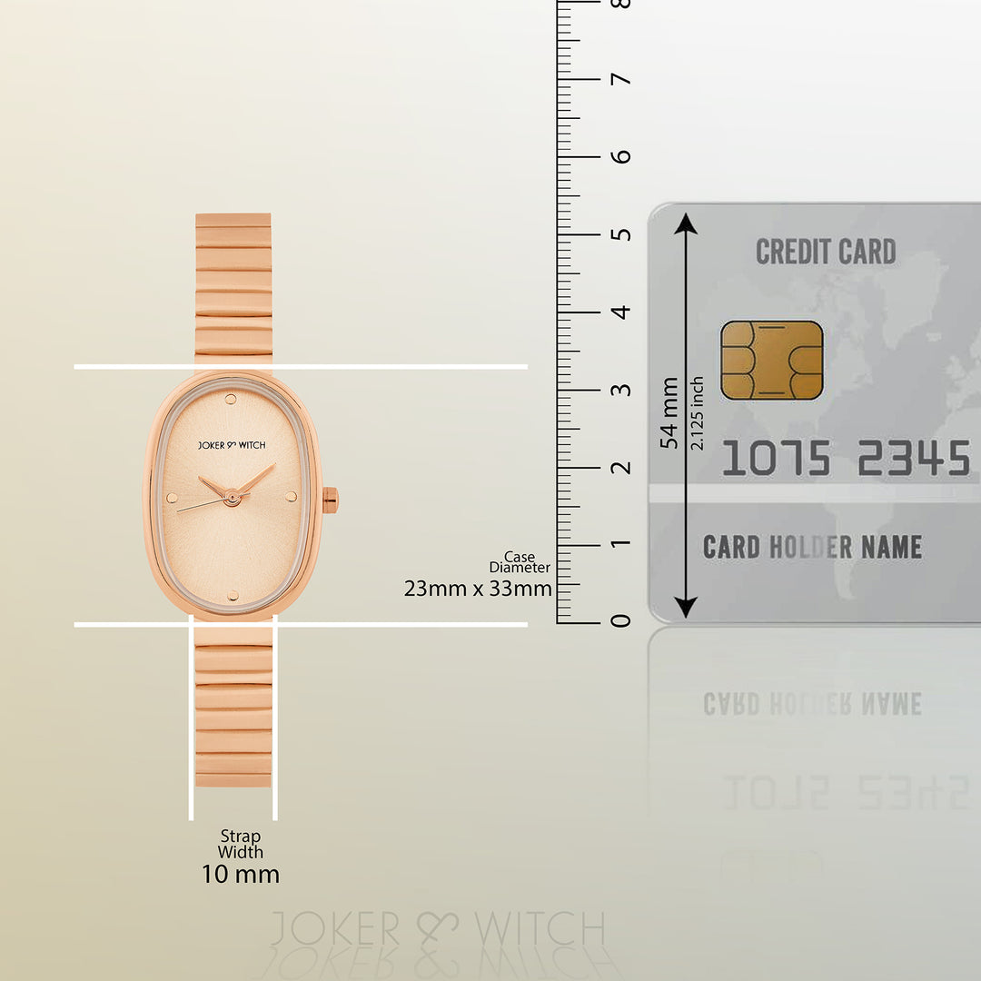 Eterna Rose Gold Sunray Small Oval Dial Rose Gold Linked Chain Strap Women's Watch