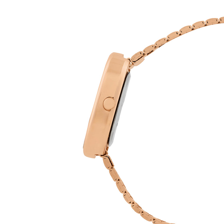 Eterna Rose Gold Sunray Small Oval Dial Rose Gold Linked Chain Strap Women's Watch